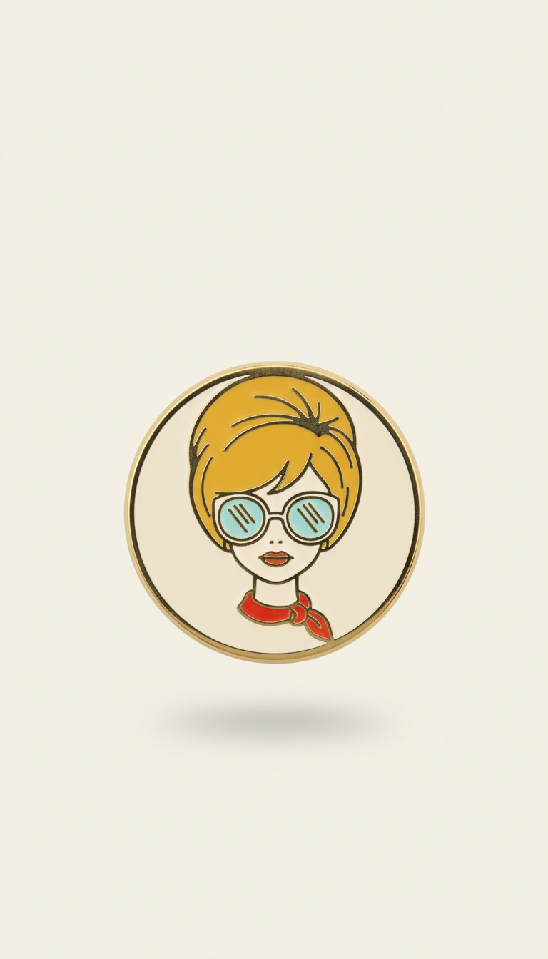 Retro Chick Enamel Pin